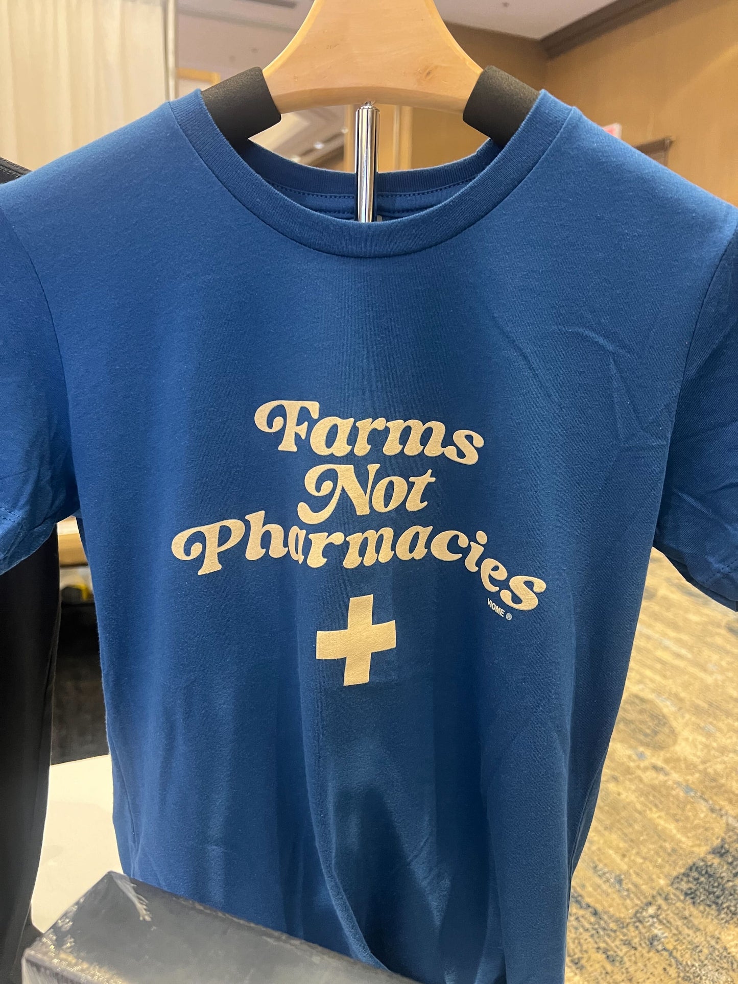 Farms Not Pharmacies Blue Tee